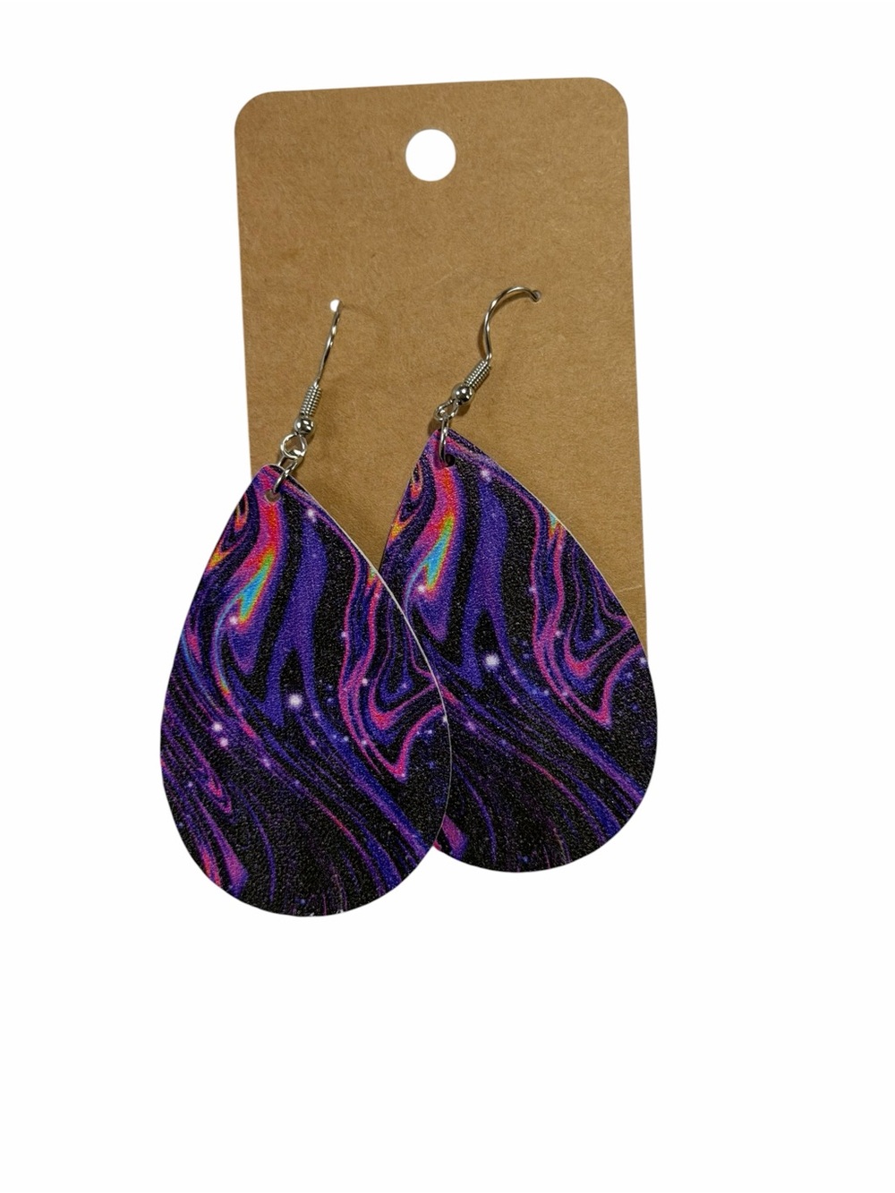 Stylish Purple Swirl Teardrop Earrings - Women Jewelry